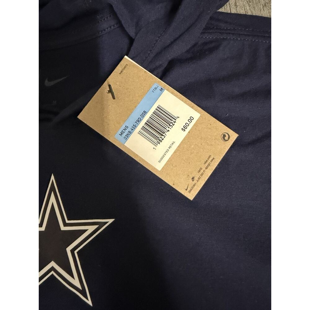 NWT Men's Nike Navy Dallas Cowboys Lockup Tri-Blend Hoodie T-Shirt Medium Tee M - Picture 3 of 9